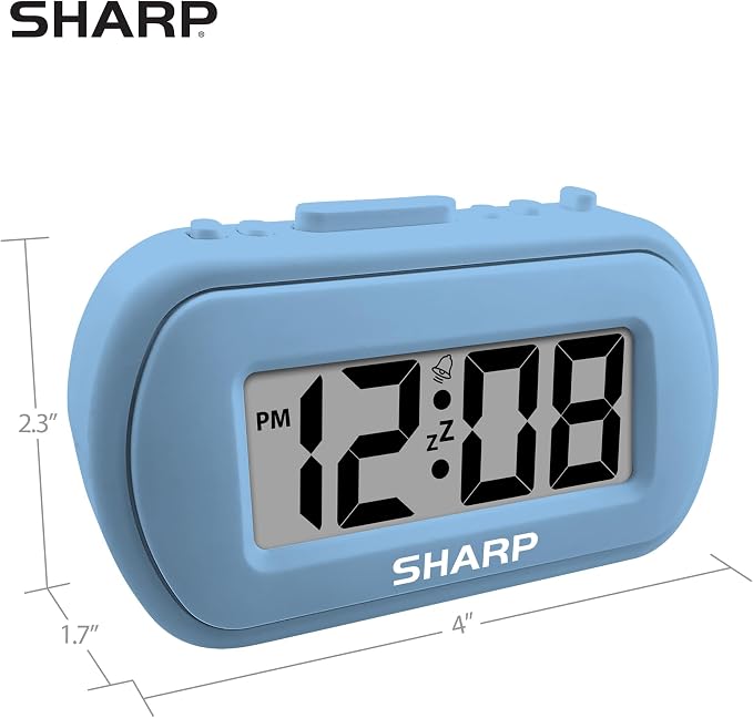 Sharp Battery Alarm Clock with Soft-Touch Case and Backlight, Light Blue | - Image 7