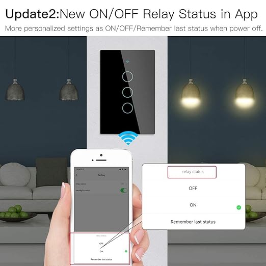 MoesGo WiFi Smart Wall Light Switch,Glass Panel, Multi-Control(3 Way), 2.4GHz Wi-Fi Touch Switches, Neutral Wire Required, Remote Control Smart Life/Tuya App, Work with Alexa, Google Home Black 3 Gang