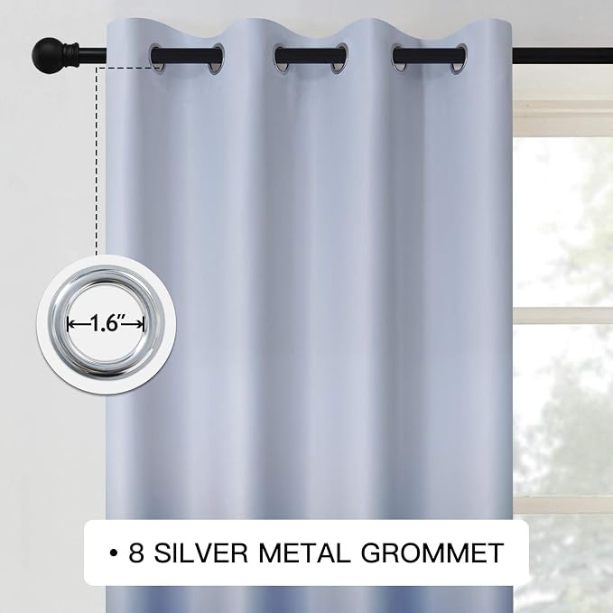 COSVIYA Grommet Ombre Room Darkening Curtains 72 inch Length 2 Panels, Gradient - Image 2