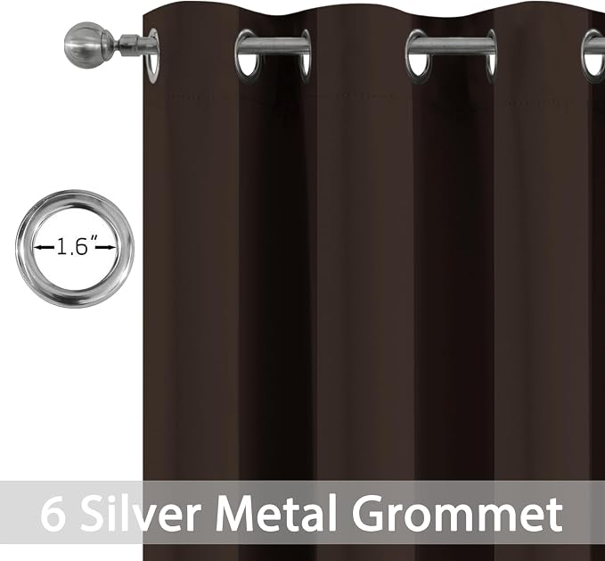Yakamok Blackout Curtains 38x84 inch Dark Brown Thermal Drapes-Bedroom | 2 - Image 3