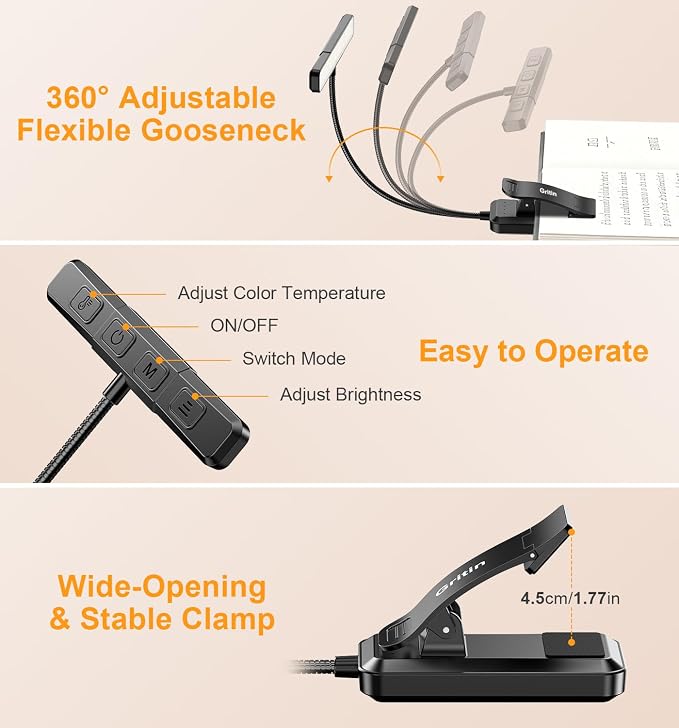 Gritin 2026 Gen 2 Book Light for Reading- 32 Eye Caring Full Spectrum LED | 5 - Image 8