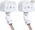 TREEWELL 2 Pack 240-Degree Replacement Motion Sensor, Adjustable LUX(5-300) & Time & Detection Sensitivity Up to 60 Feet Range, 3 Working Modes Outdoor Motion Detector for Security Floodlight, White