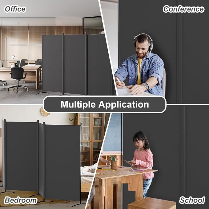 Kokorona 4 Panel Room Divider, 6FT Tall Folding Privacy Screen Wall Dividers - Image 6