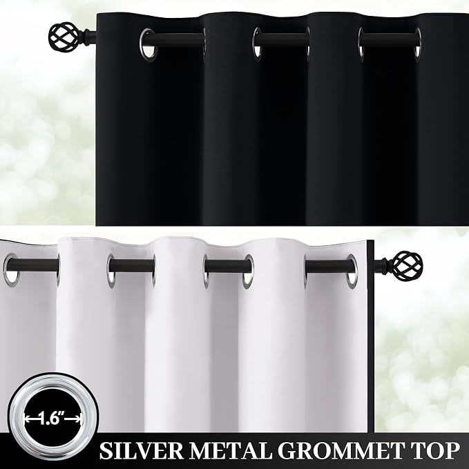 Yakamok Black 100% Blackout Curtains 72 Inches Long - Image 2