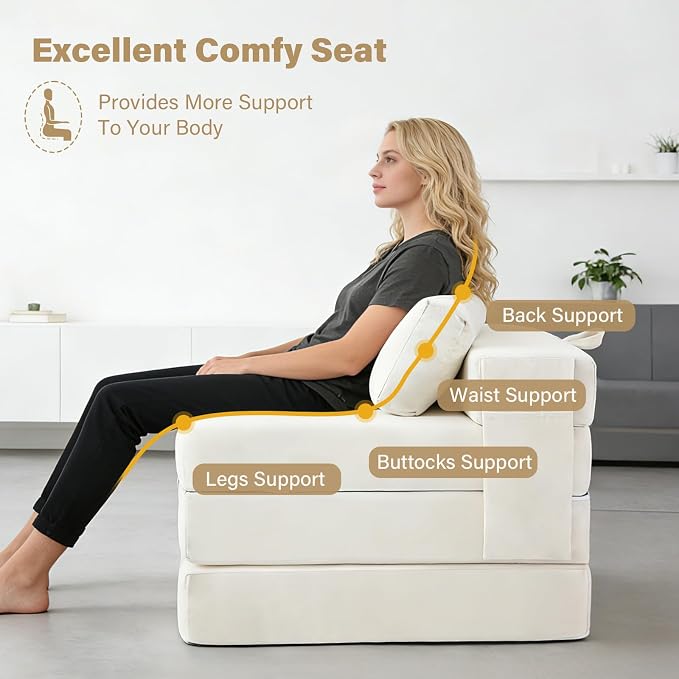 Folding Sofa Bed Chair, 4-Fold Convertible Sleeper Chair - Image 3