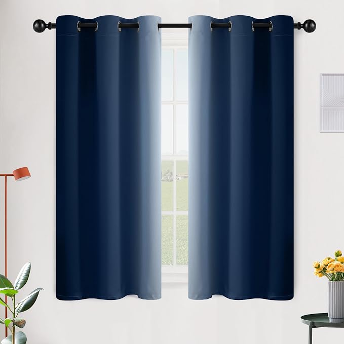 SimpleHome Ombre Blue to Grey White Curtains by SimpleHome