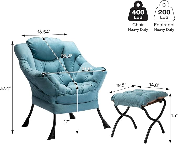 HollyHOME Lazy Chair with Foldable Ottoman, Accent Comfy Lounge Armchair and - Image 3