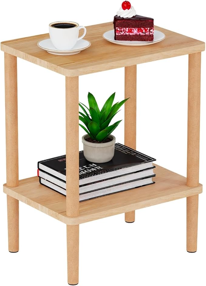 Solid Wood Side Table, Small End Table, Narrow Nightstand Bedside Table | by LUCKNOCK