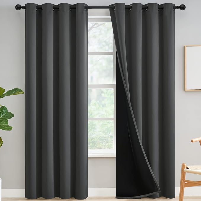 Yakamok Dark Grey Blackout Curtains 96 inches Long by Yakamok