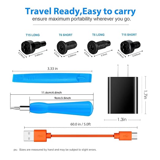 CYJJZQ Fast Wall Charger Charging Cable Cord Orange & Replacement Ring Doorbell Screwdriver Blue Screw Kit Fit for Fits All Ring Video Doorbell Models