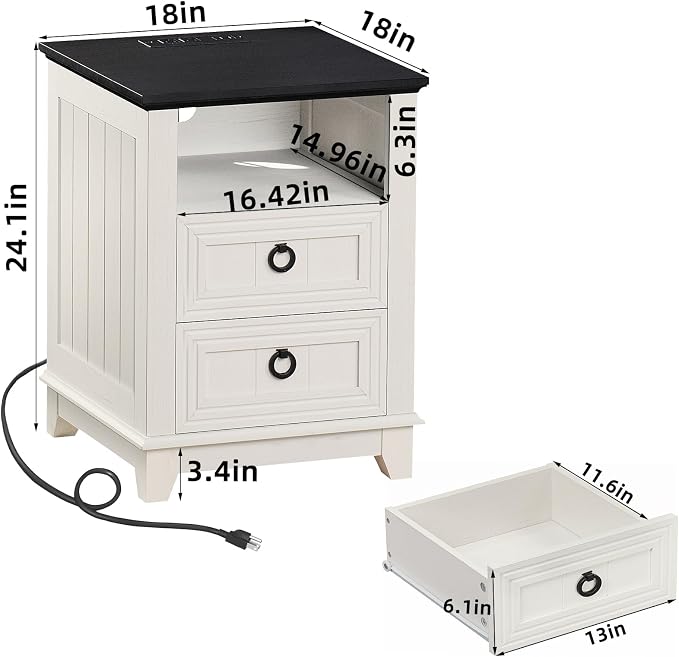 Joaxswe 18" Farmhouse Nightstand - Image 2