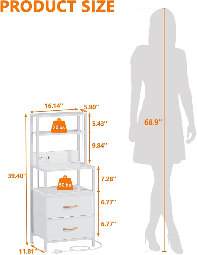 White Nightstand, Tall Night Stand - Image 3