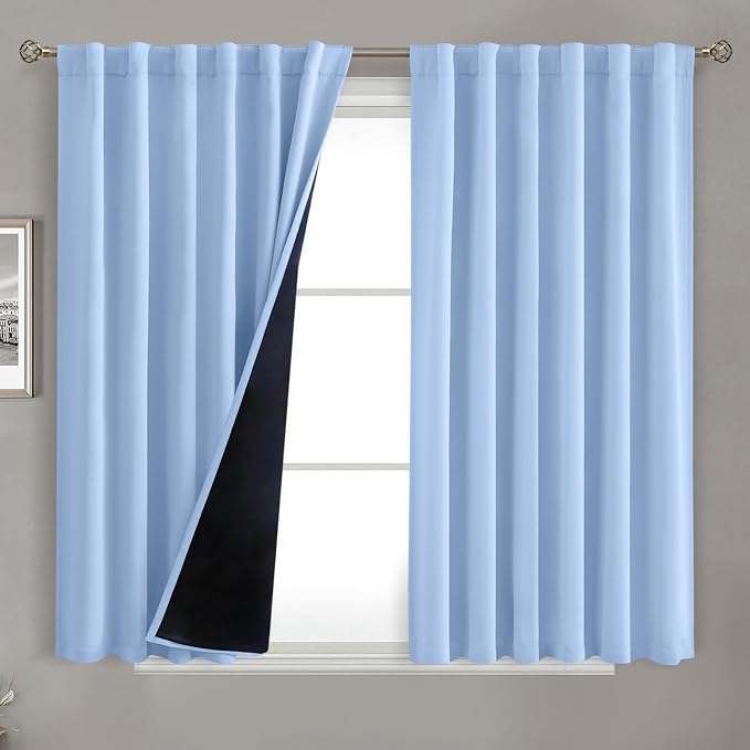 BGment Light Blue 100% Blackout Curtains 45 Inches Long by BGment