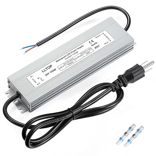 LLTOP LED Driver 100 Watts 100-264V AC to 24V DC 4.16A Power Supply Waterproof Low Voltage Transformer Ultra Thin Converter for Indoor Outdoor LED Lights