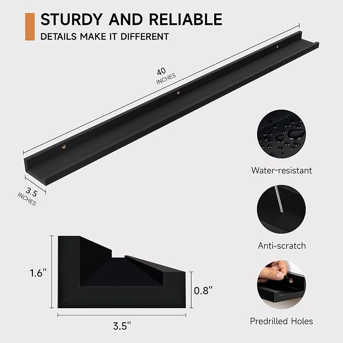 Fun Memories Picture Ledge Shelf, 40 Inch Floating Shelves Set of 2, Large - Image 3