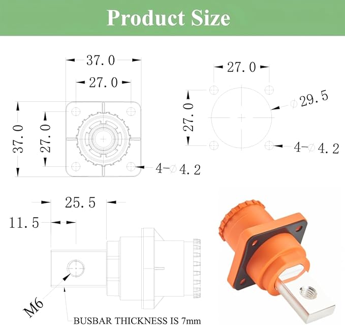 1 Set Battery Energy Storage Connector 350A 95mm² High Current HV Connectors Quick Plug Terminal Right Angle Plug and Socket IP67 Waterproof Power Adapter (Orange, 350A)