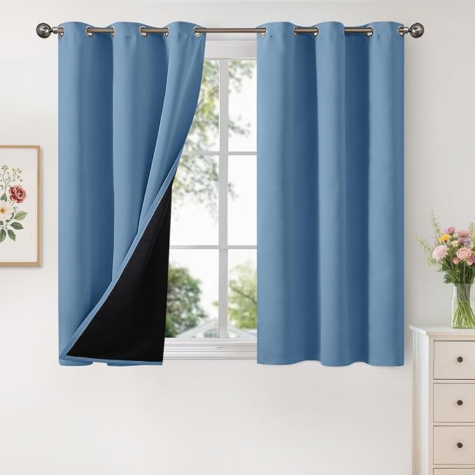 YoungsTex Denim Blue 100% Blackout Curtains 45 Inches Long by YoungsTex