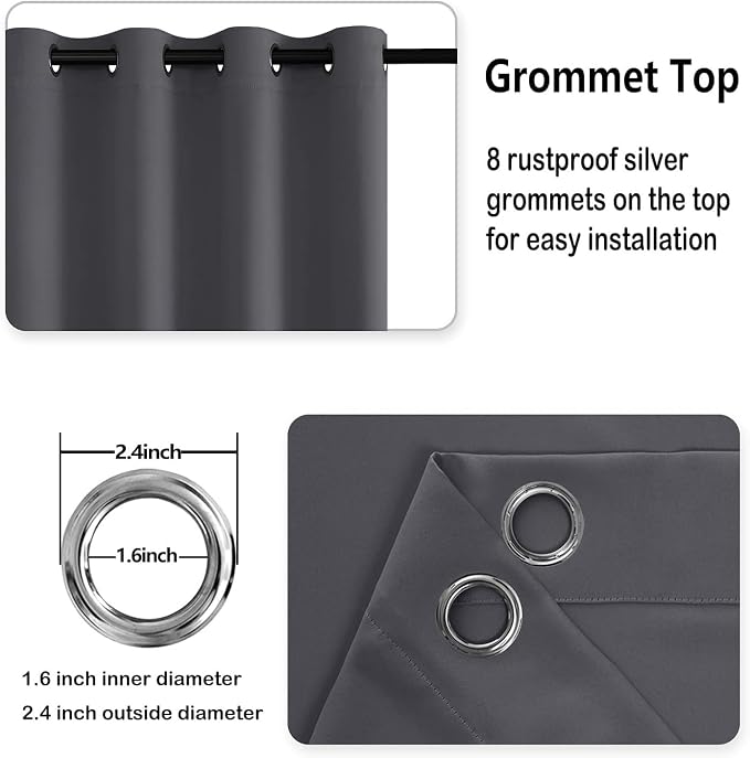 DWCN Dark Grey Blackout Curtains - Image 6