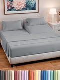 Split Head King Sheet Set – 4 Piece Flex Split Top King Sheets for Adjustable Beds - Fits 14” to 16" Mattress w/ Deep Pockets - Soft, Breathable & Cooling - Luxury Bedding & Wrinkle Free - Steel Blue