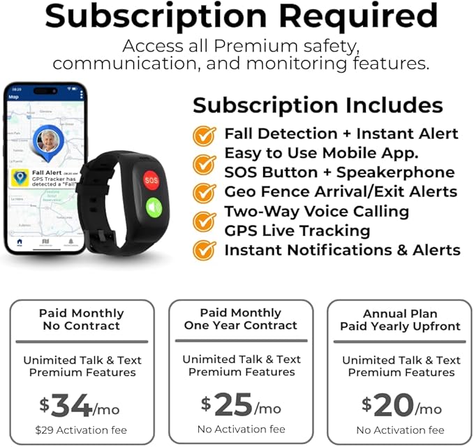 SecuLife SOS Wristband,Fall Detection, GPS Safety Bracelet for Seniors – SOS Button, Geo-Fencing, 2-Way Calling & Caregiver Tracking – Medical Alert Device, Simple & Reliable Alert System