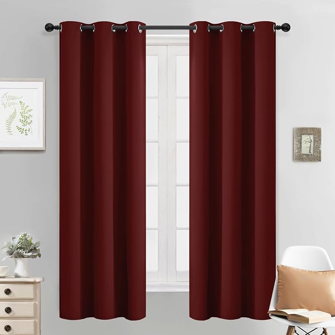 Yakamok Blackout Curtains 38x63 inch Burgundy Red Thermal Drapes-Bedroom | 2 by Yakamok