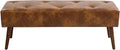 44 Inch Tufted Leather Bench, Leather Footrest Stool Bedroom Bench Seat by FurnilivingFurnitureforHome