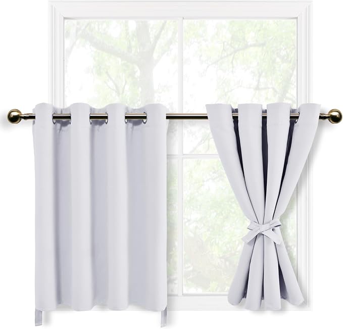 DWCN Short Blackout Curtains – 52x36 Inch 2 Panels Greyish White, Thermal - Image 7