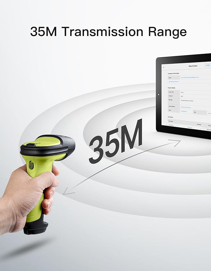 Inateck 2D Barcode Scanner, Wireless Bluetooth QR Code Scanner with AI APP & SDK, 180-Day Battery Life, Fast & Accurate Scanning, Compatible with iOS/Android/Windows