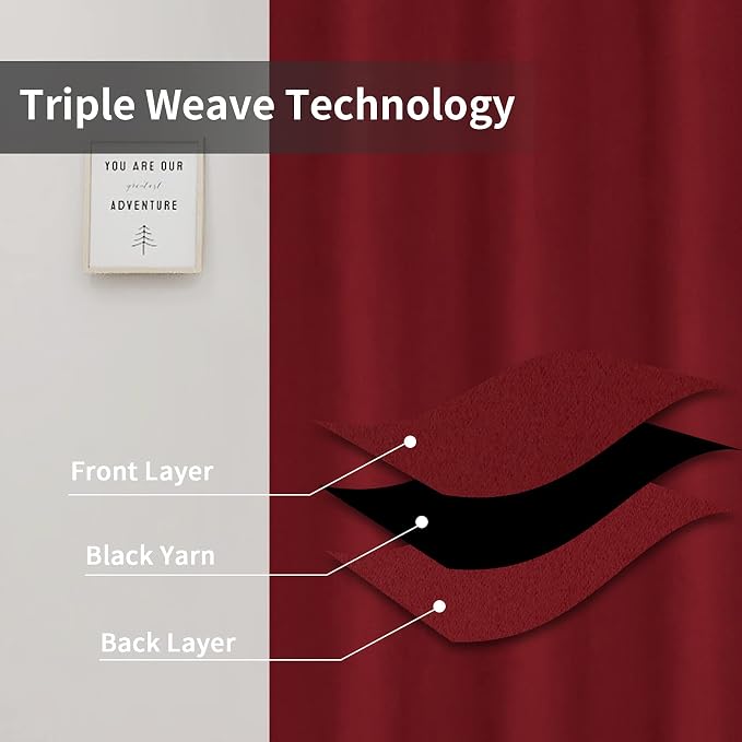 Easy-Going Thermal Grommet Blackout Curtains, 2 Panels 42x84 in | Christmas Red - Image 3