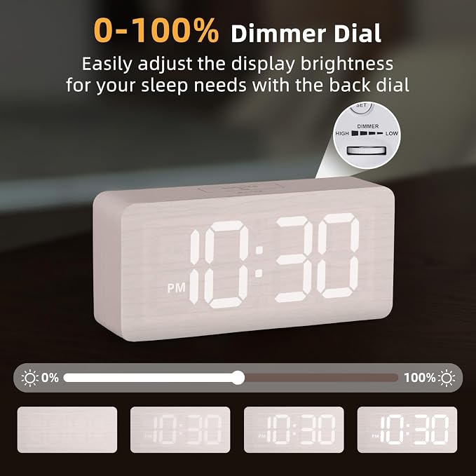 uscce Wooden Digital Alarm Clocks - Image 4
