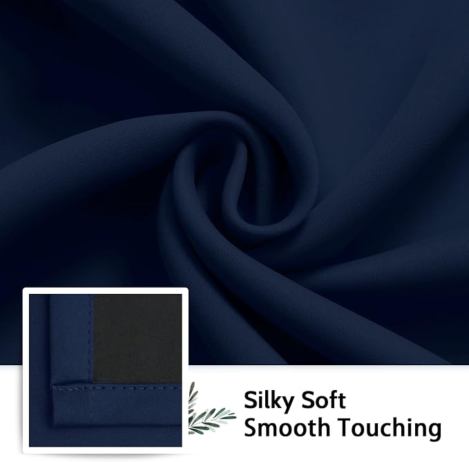 SimpleHome Navy Blue 100% Blackout Curtains Room Darkening Living Room 90 | - Image 7