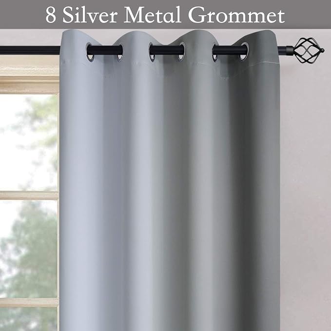 SimpleHome Ombre Grey to Grey White Curtains - Image 4