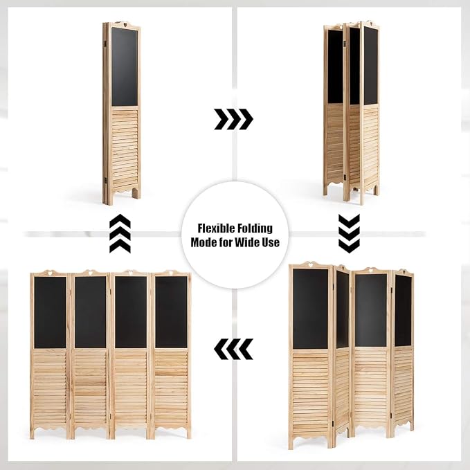Giantex 4 Panel Room Dividers, 5.7 Ft Folding Privacy Screen - Image 3