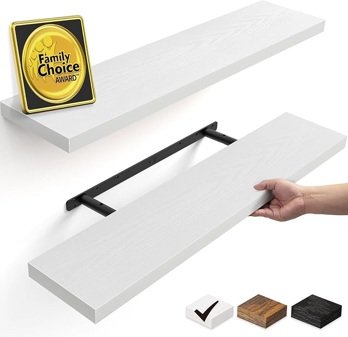 BAYKA White Floating Shelves 35.4in, Wall Mounted by Bayka