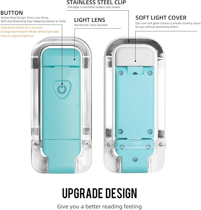 EGWASER Book Reading Light, Portable USB Rechargeable LED Clip on Book Lights - Image 9