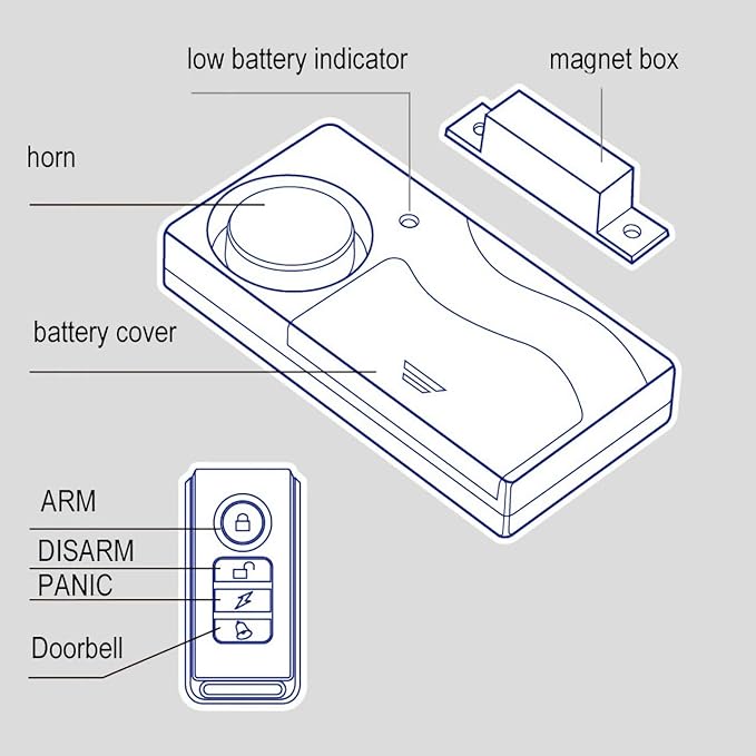 HENDUN Door Alarms When Opened with Remote, Door Bells Chimes, Door Security Sensor (2pack All Batteries Included)