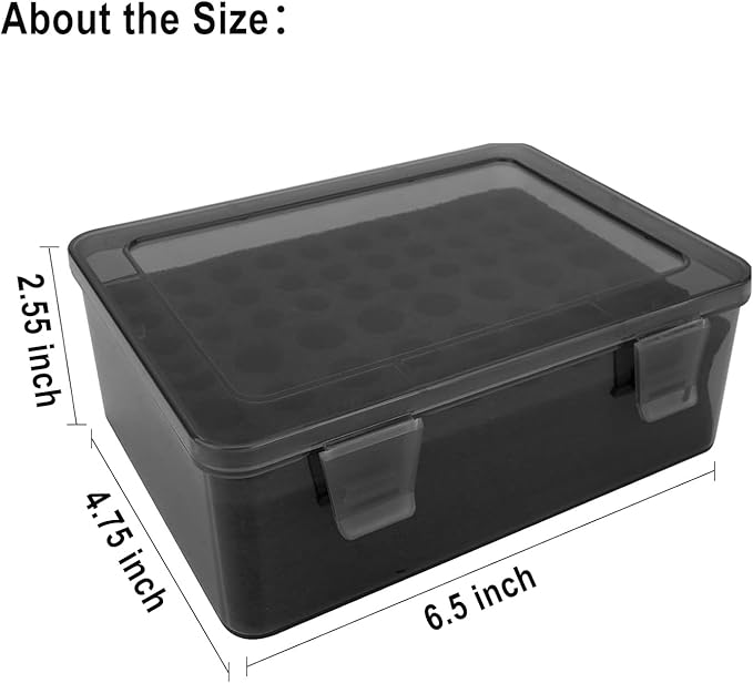 OEAYA Battery Organizer, Portable Battery Box with Buffer Sponge, Heavy-duty Plastic Storage Case for 54 Batteries AA AAA,(Batteries are Not Included) (Dark Gray)