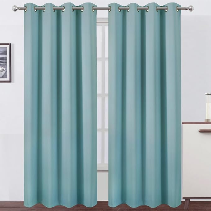 Blackout Curtains 52 x 84 inches Long Stone Blue Curtains Set of 2 Panels by Lemomo