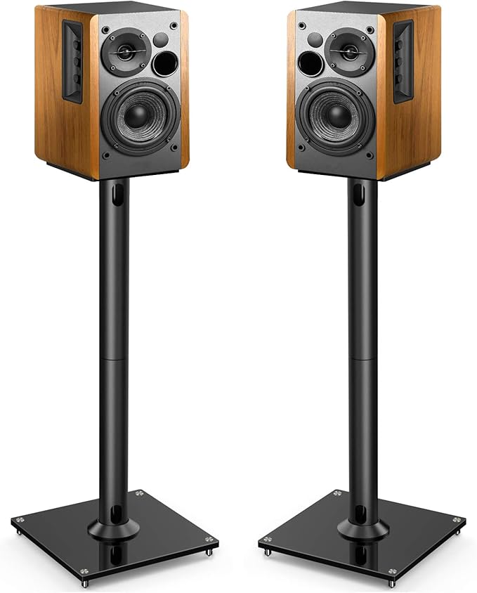 PERLESMITH Universal Floor Speaker Stands for Surround Sound up to 22LB, 27.56 Inch Bookshelf Speaker Stand for Klipsch, Polk, Yamaha & Other Large Satellite, Bookshelf Speakers, Studio Monitors,1 P