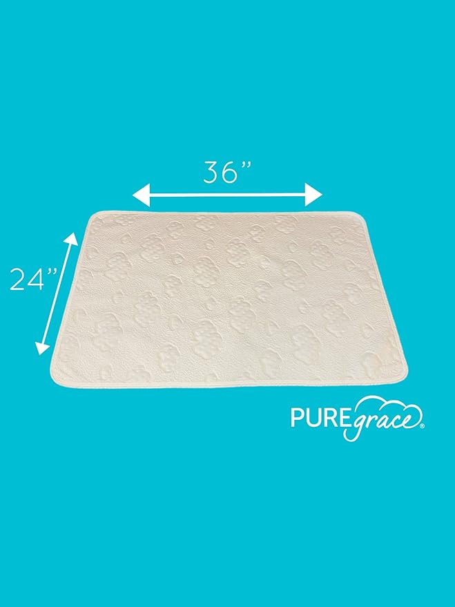 PUREgrace Tencel Waterproof Bed Pad - (36” x 24”) Washable and Reusable for Incontinence and Potty Training, Absorbent Underpad - Fits All Bed Sizes