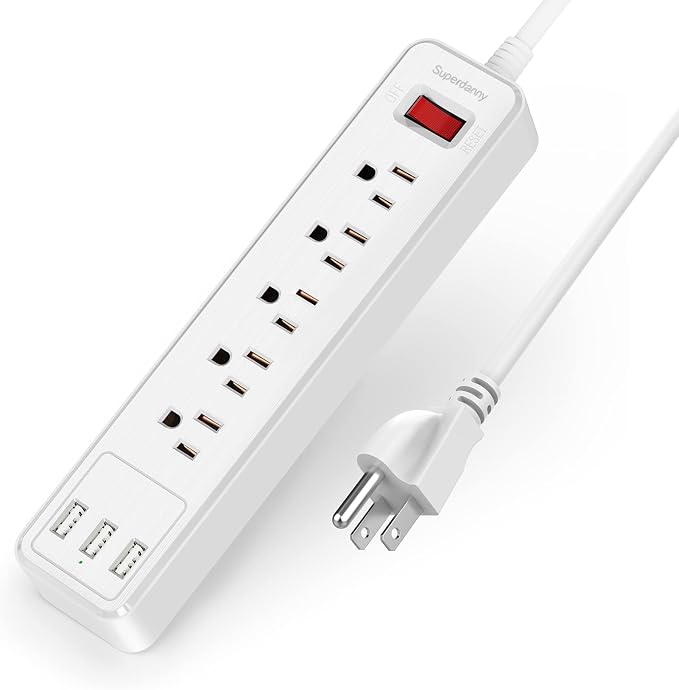 Power Strip, SUPERDANNY Surge Protector, 5 Outlets, 3 USB Ports, 4.5 Ft by SUPERDANNY