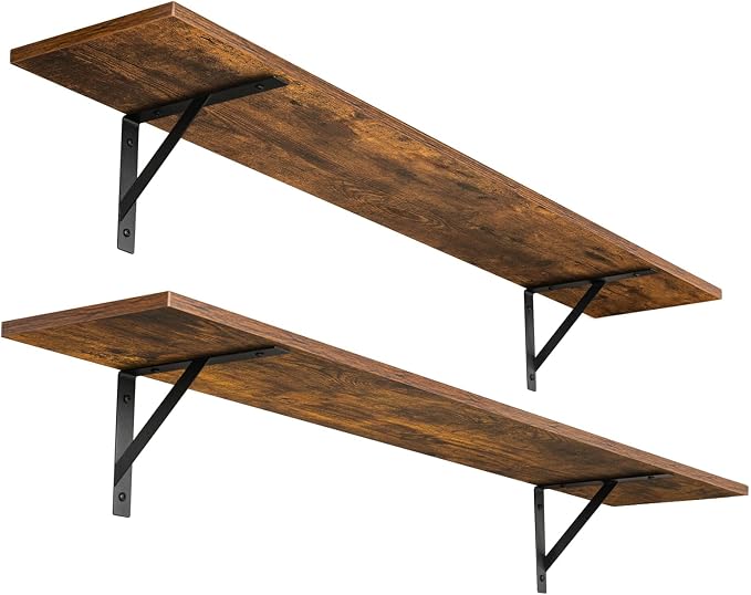 Long Wall Shelves, 47.3Inch Wooden Floating Shelves by DINZILVJ