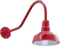 Steel Lighting Co. Hawthorne Barn Light | Outdoor Wall Mounted | 8 inch Dome | 23 inch Gooseneck| Small Farmhouse Light Made in America | Red Exterior/White Interior