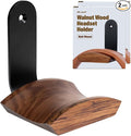Mt.Jun Wood Headphone Wall Mount Holder, with VHB Adhesive Tape and Screw, Holds 10 lbs (Black & Walnut Wood, 2 Pack)