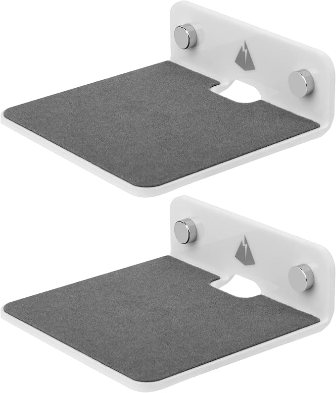 TXEsign 2-Pack 4.25" Acrylic Small Floating Shelves - Speaker Mount, Webcam, Cell Phones, Display Shelf (White, Small)