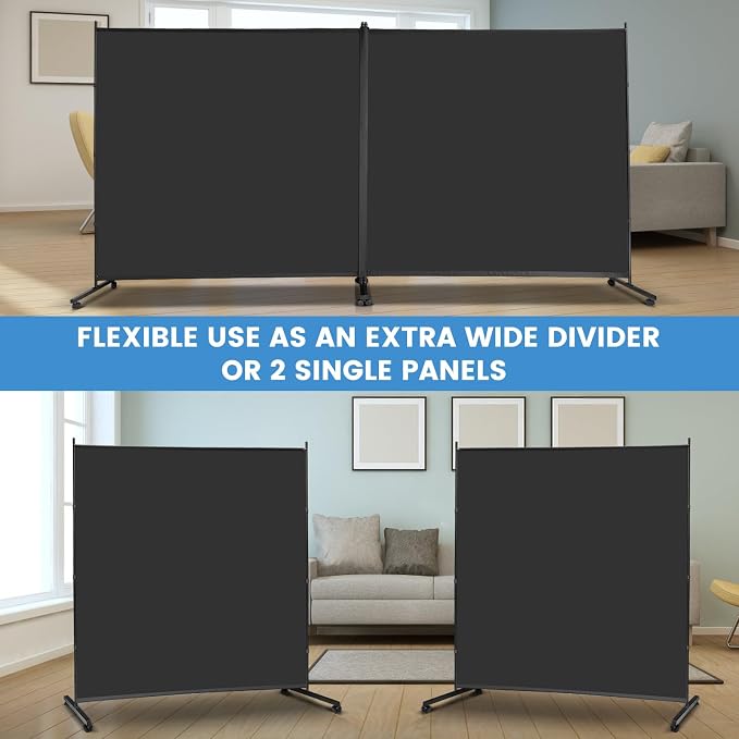 MAYOLIAH Indoor Room Divider 2 Large Panels on Wheels, Portable Wall Divider - Image 3