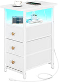 Yoobure End Table with Charging Station, LED Narrow Side Table Bedside Table by Yoobure