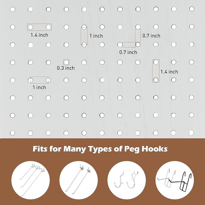 4 Panel Pegboard Room Divider | White Wood Folding Privacy Screen - Image 4