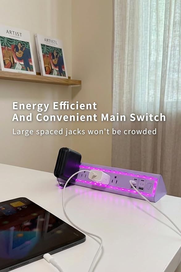 Desk Clamp Power Strip with Nightlight, 40W Fast Charging, 10FT Extension Cord - Image 5