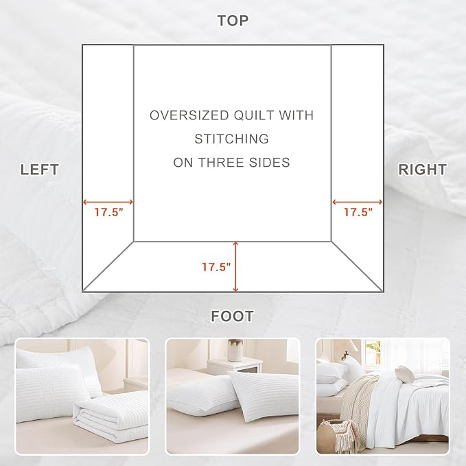 Lady Ann Oversized Queen Quilt 102x118, Lightweight & Soft Farmhouse Coverlet - Image 6